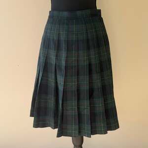 Valerie Stevens 100% Wool Plaid Pleated Skirt